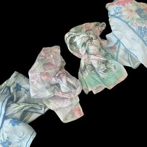 Scarves! Silk | Pastel | Floral | Hand Rolled Vintage | Designer | Boho Chic